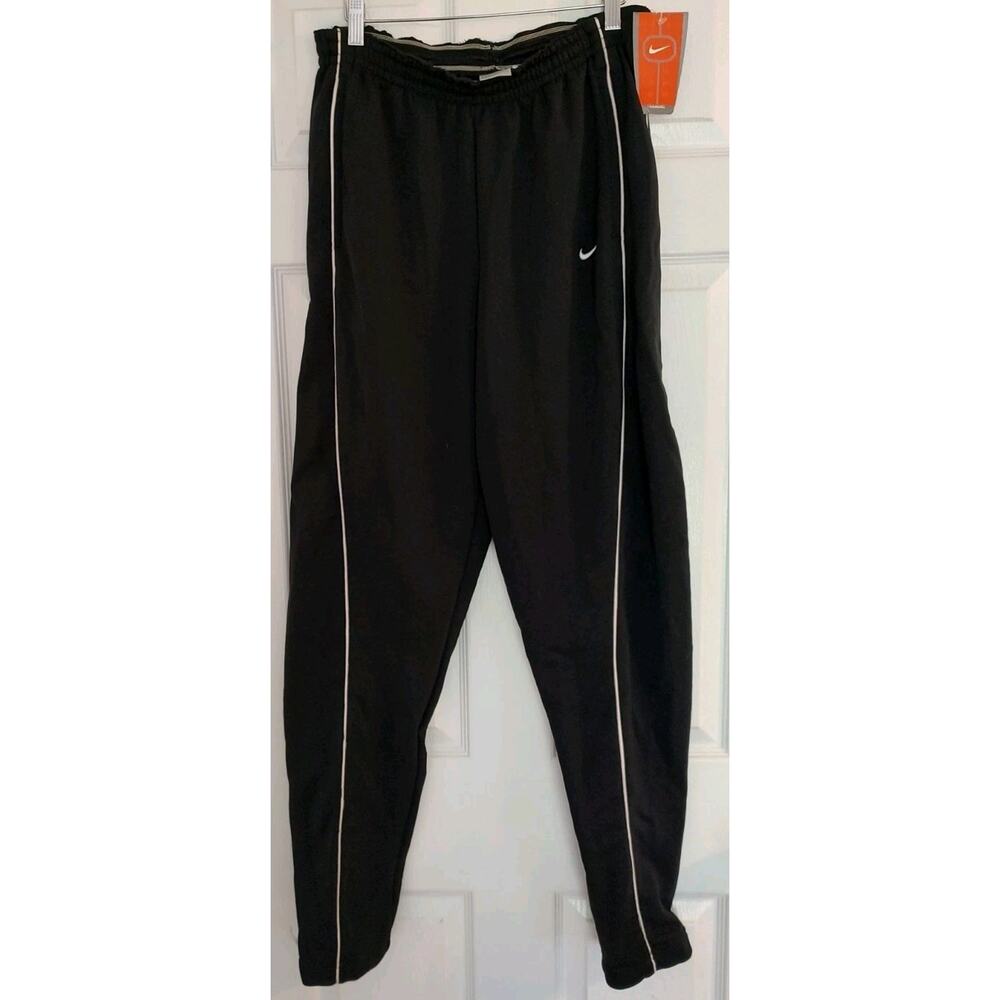 Women's Vintage Y2K Silver Tab Nike Athletic Pants Black Swoosh - Large NWT